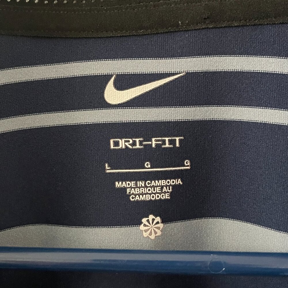 Nike Dri-FIT Striped Polo Shirt Men’s Large Blue White Golf Performance Top - Picture 5 of 6